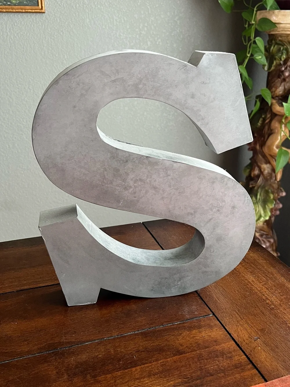 Industrial Metal Letter S Wall Decor Rustic Farmhouse Initial Sign